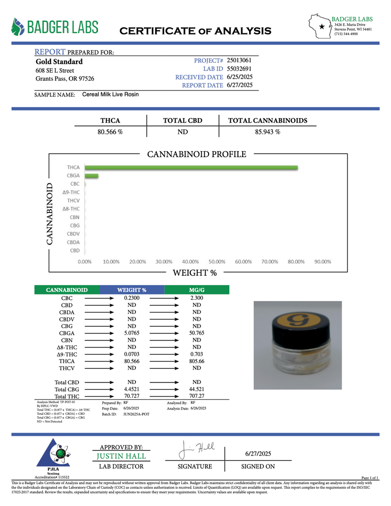 Cereal Milk Live Rosin - THCA BULK Concentrate