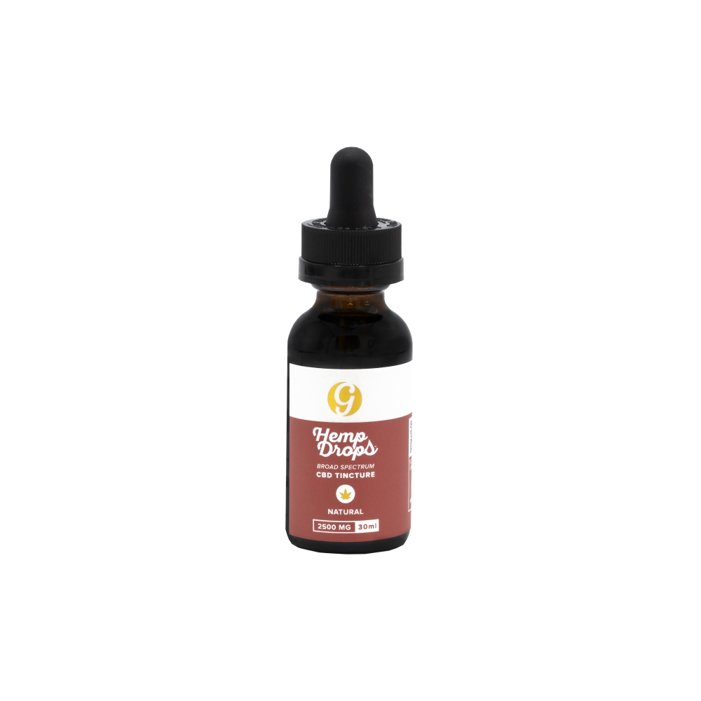 Hemp Drops Broad Spectrum THC Free 2500mg Tincture | Gold Standard